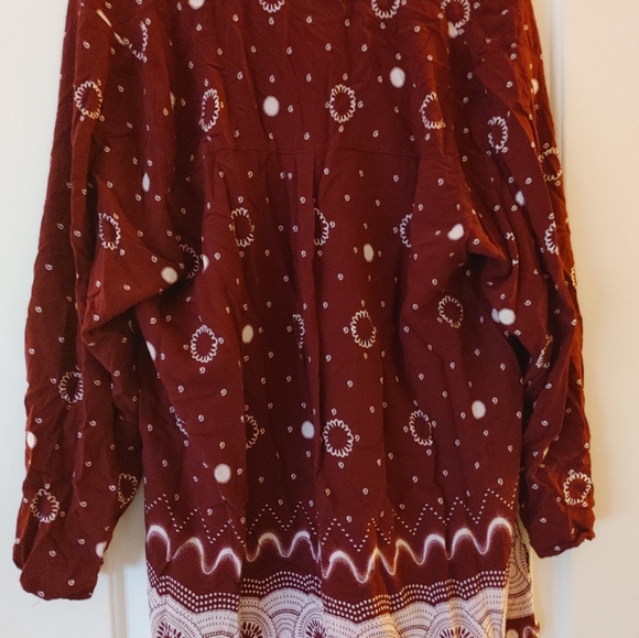 Flowy Paris Burgundy & White Boho Top ~ Size XL - Picture 5 of 5